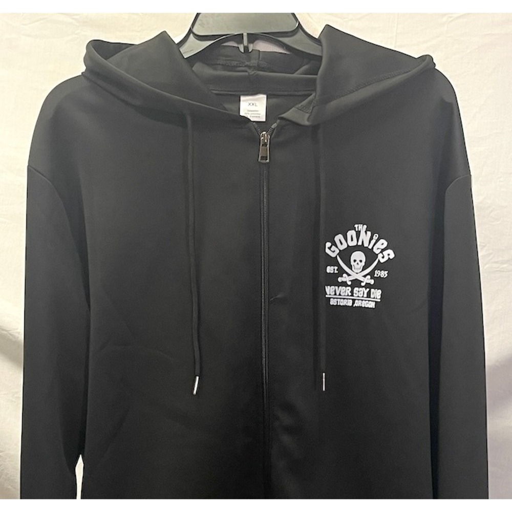 Goonies Black Men's Hoodie Print Front & Back Full Zip Size 2XL - Picture 3 of 5
